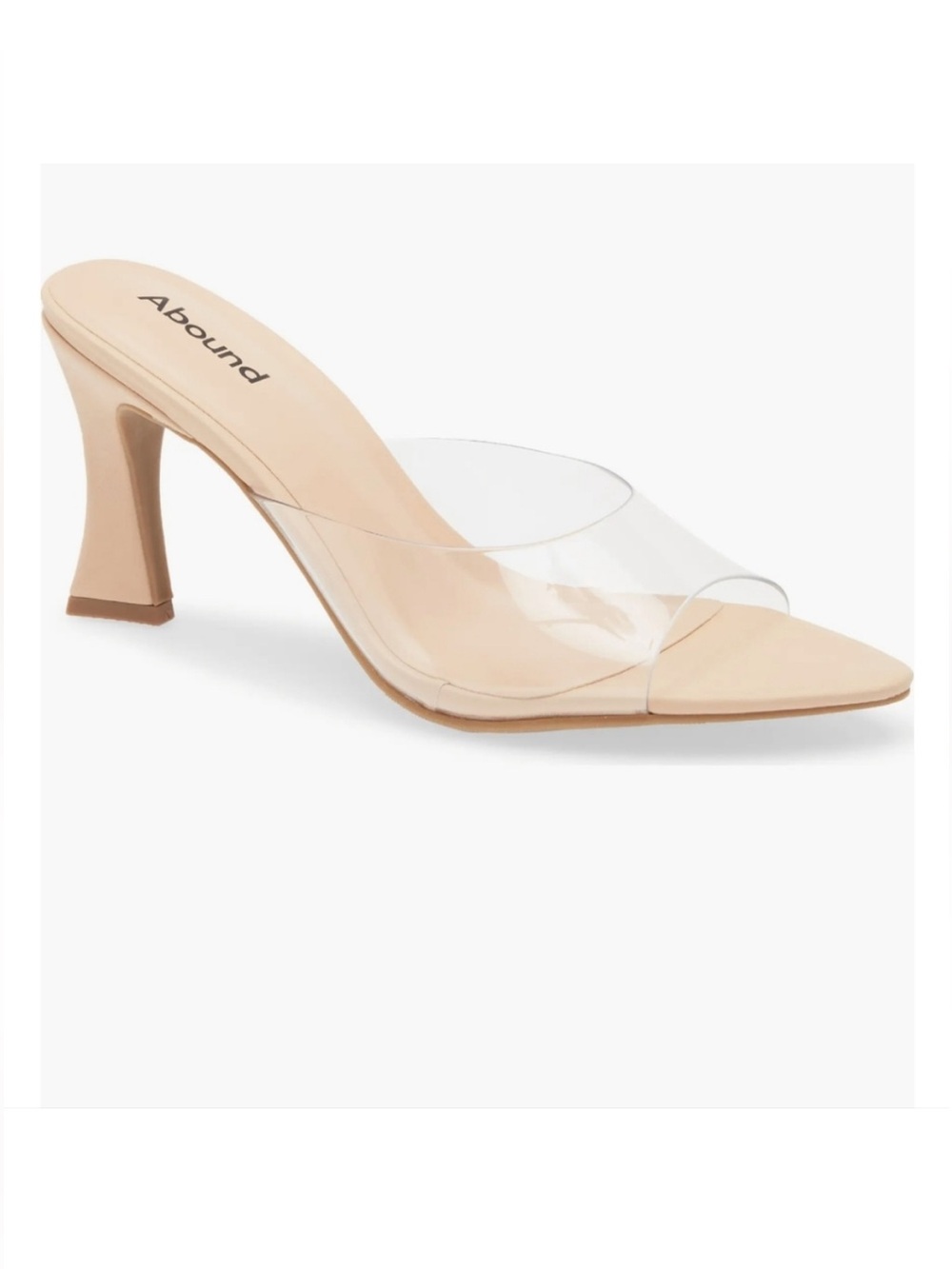 Abound tan nude heels featuring a modern clear PVC strap size 8 classy sexy